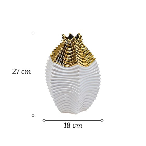 Vase Artistique Doré et Blanc