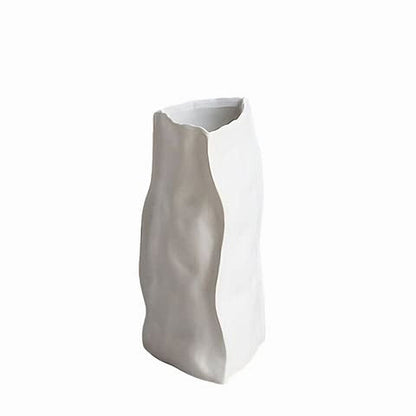 Vase Artistique Difforme Blanc Gris ou Kaki