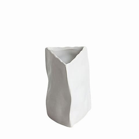 Vase Artistique Difforme Blanc Gris ou Kaki