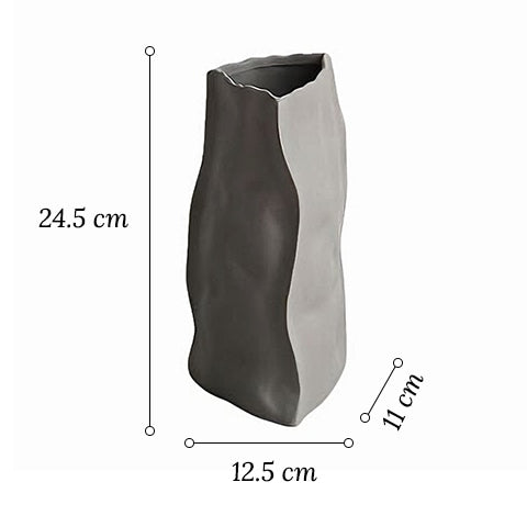 Vase Artistique Difforme Blanc Gris ou Kaki