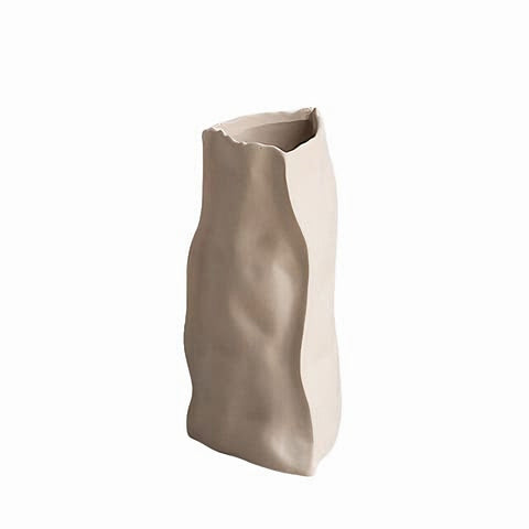 Vase Artistique Difforme Blanc Gris ou Kaki
