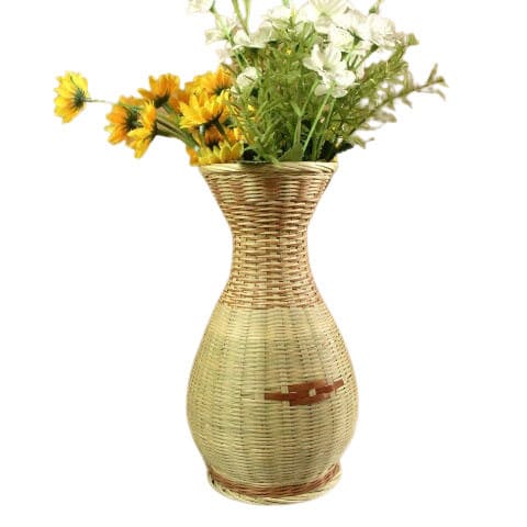 Vase Bambou Artisanal pour Fleurs Séchées