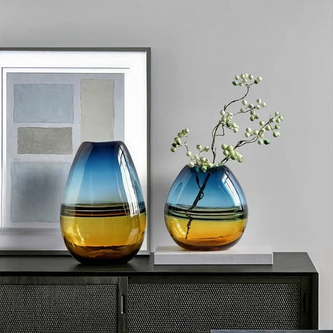 Vase Bicolore Orange et Bleu