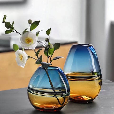 Vase Bicolore Orange et Bleu