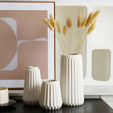 Vase Blanc Décoratif Style Origami
