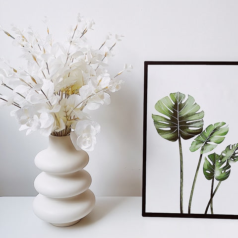 Vase Blanc Design Anneaux Superposés