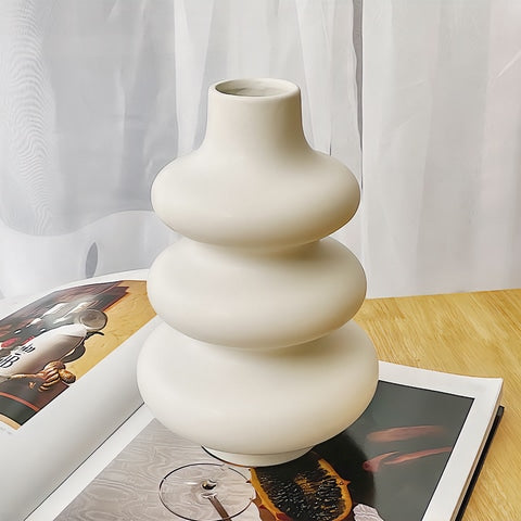 Vase Blanc Design Anneaux Superposés