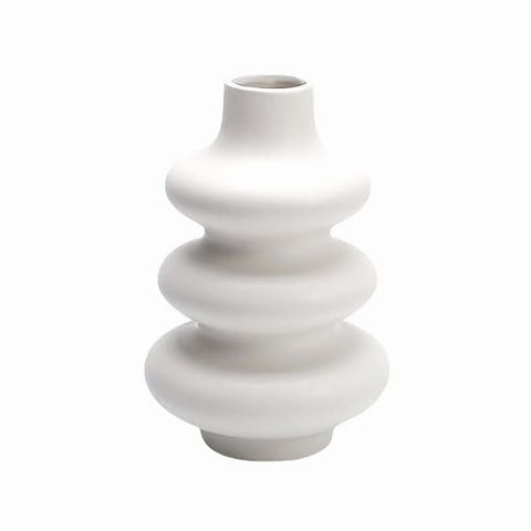 Vase Blanc Design Anneaux Superposés