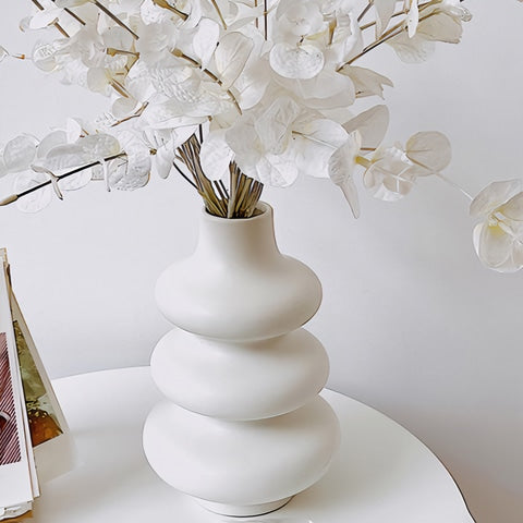 Vase Blanc Design Anneaux Superposés