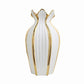 Vase Blanc Design Chaloupé Lignes Dorées