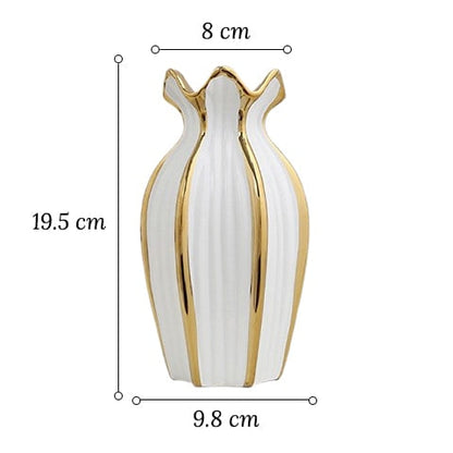 Vase Blanc Design Chaloupé Lignes Dorées