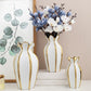 Vase Blanc Design Chaloupé Lignes Dorées