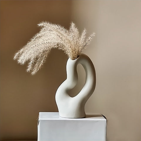 Vase Blanc Design Sculpture Abstraite