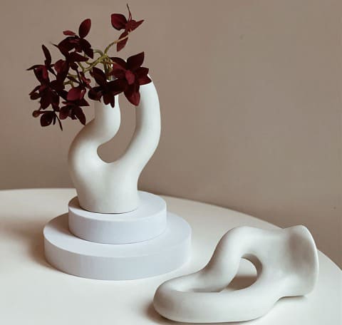 Vase Blanc Design Sculpture Abstraite