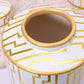 Vase Blanc et Doré Lignes Géométriques