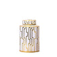 Vase Blanc et Doré Lignes Géométriques