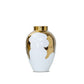 Vase Blanc et Or Motif Feuilles de Houx