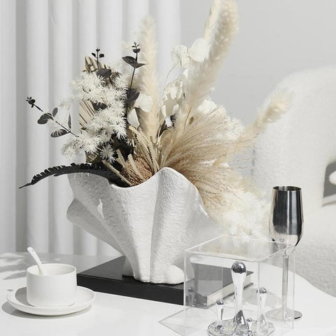 Vase Blanc Éventail Original