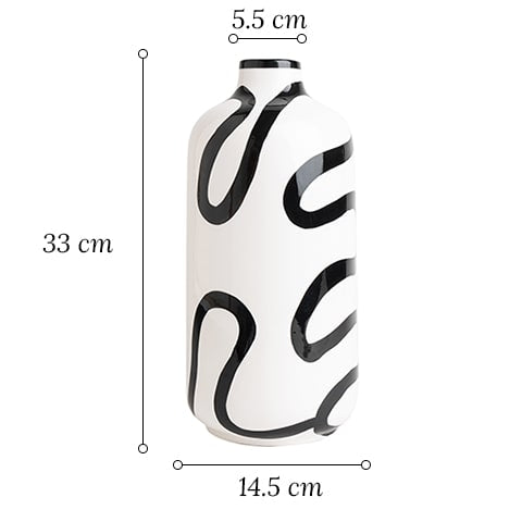 Vase Blanc Lignes Abstraites Noires Design