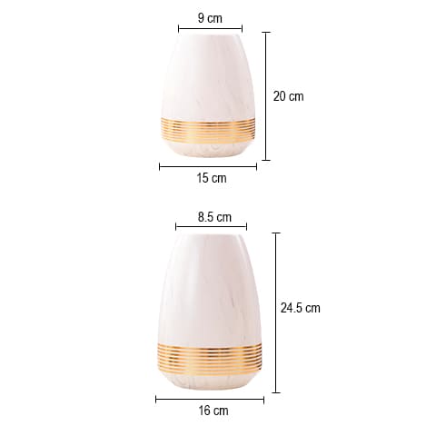 Vase Blanc Marbré Cercles d'Or