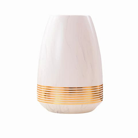 Vase Blanc Marbré Cercles d'Or