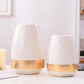 Vase Blanc Marbré Cercles d'Or