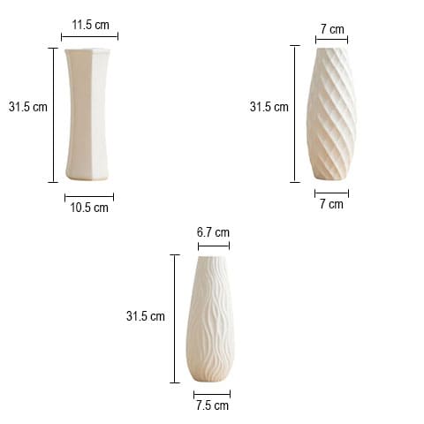 Vase Blanc Minimaliste Trois Motifs