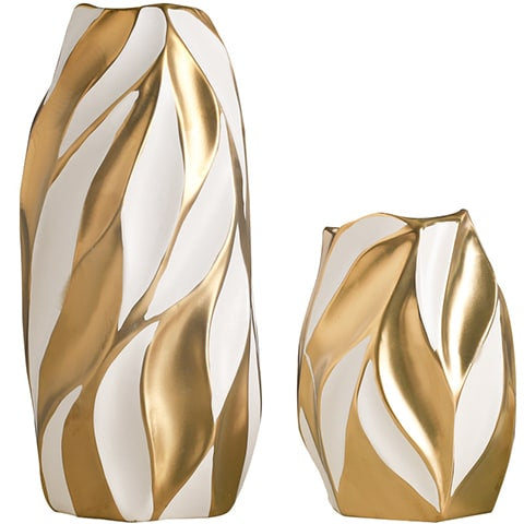 Vase Noir ou Blanc Motif Flammes Dorées