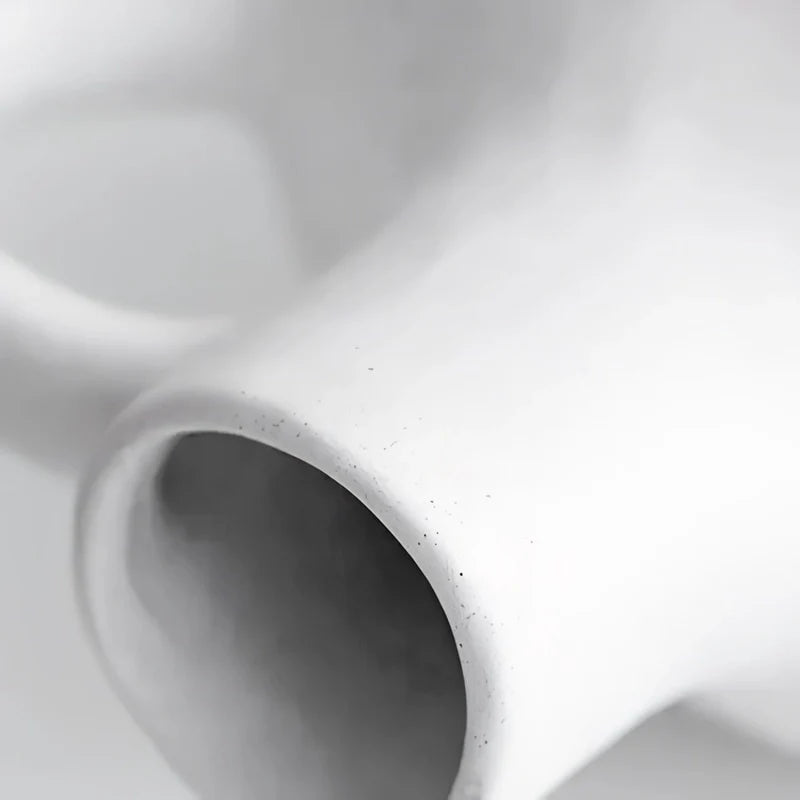 Vase Blanc Moucheté Forme Cruche avec Anse