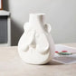 Vase Blanc Visage Monsieur Moustache