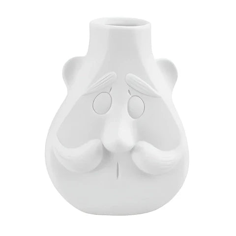 Vase Blanc Visage Monsieur Moustache