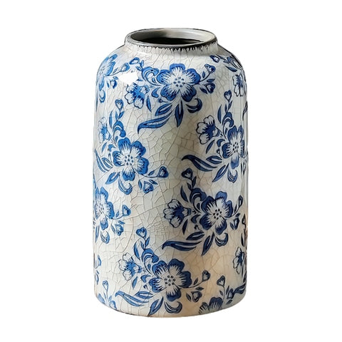 Vase Bleu et Blanc Ancien Motif Fleurs
