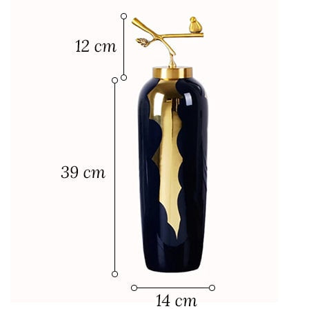 Vase Bleu et Or Moderne Luxueux