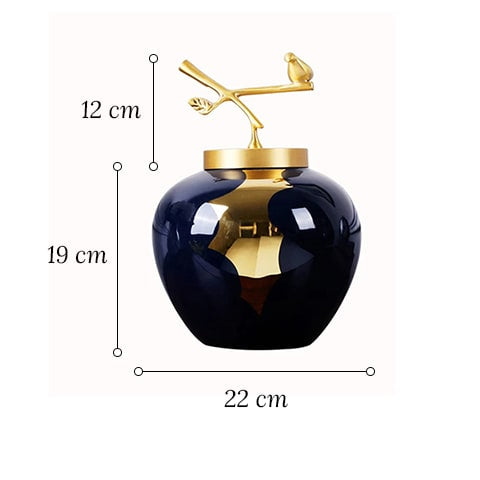 Vase Bleu et Or Moderne Luxueux