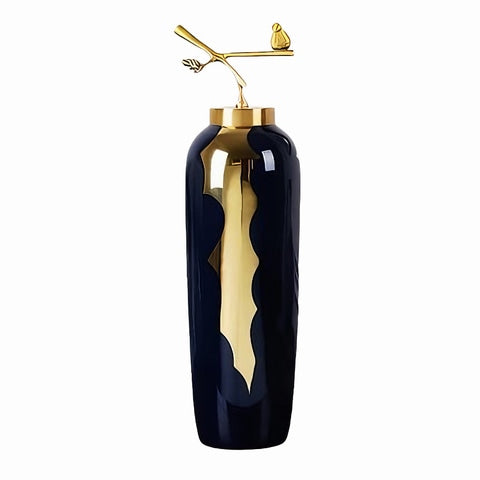 Vase Bleu et Or Moderne Luxueux