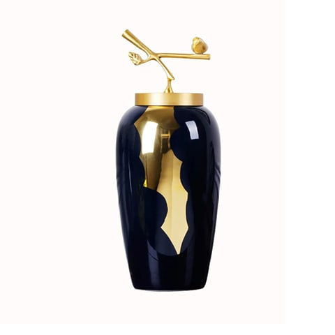 Vase Bleu et Or Moderne Luxueux