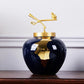 Vase Bleu et Or Moderne Luxueux