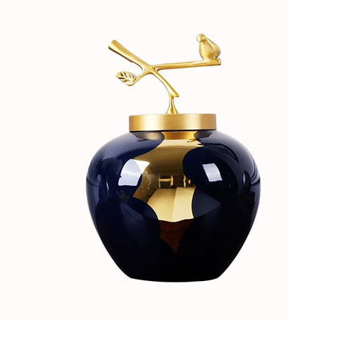 Vase Bleu et Or Moderne Luxueux