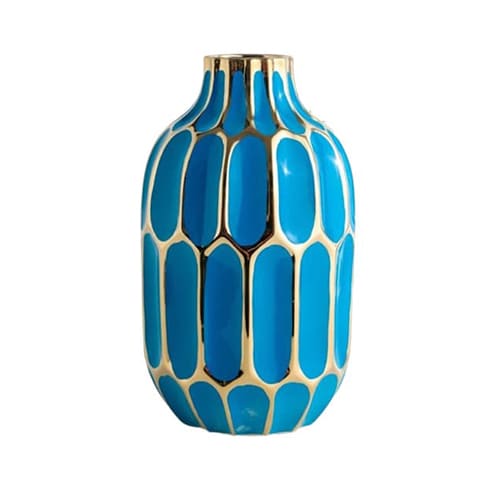 Vase Bleu ou Platine Chic Alvéoles Dorées