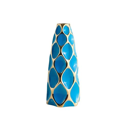 Vase Bleu ou Platine Chic Alvéoles Dorées