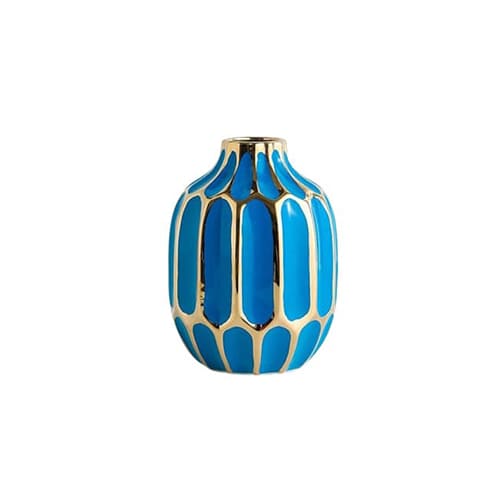 Vase Bleu ou Platine Chic Alvéoles Dorées