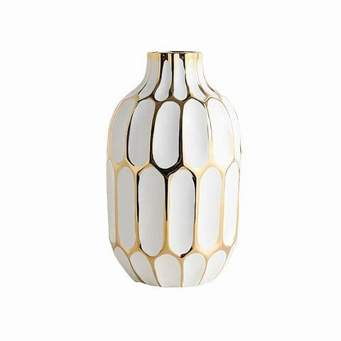 Vase Bleu ou Platine Chic Alvéoles Dorées