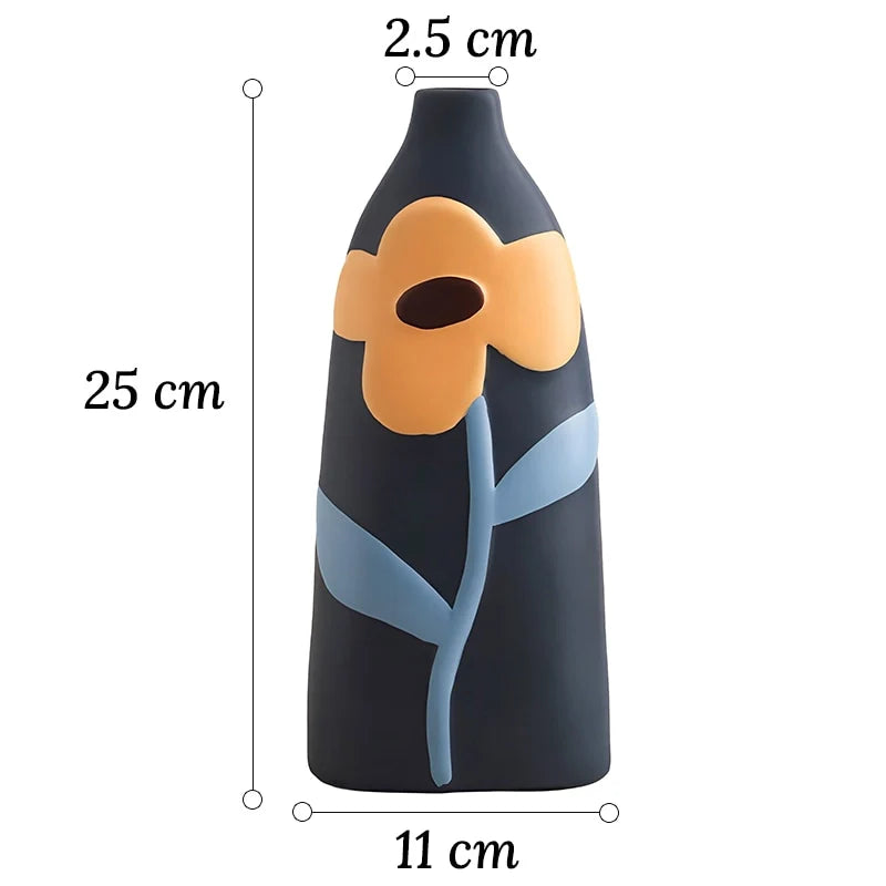 Vase Bohème Peint Motif Fleurs