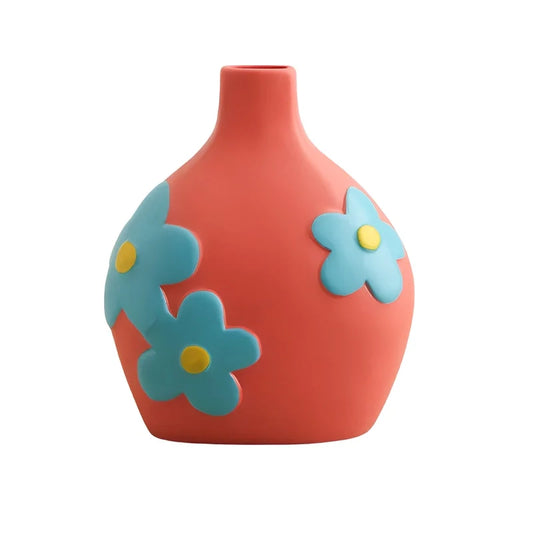 Vase Bohème Peint Motif Fleurs
