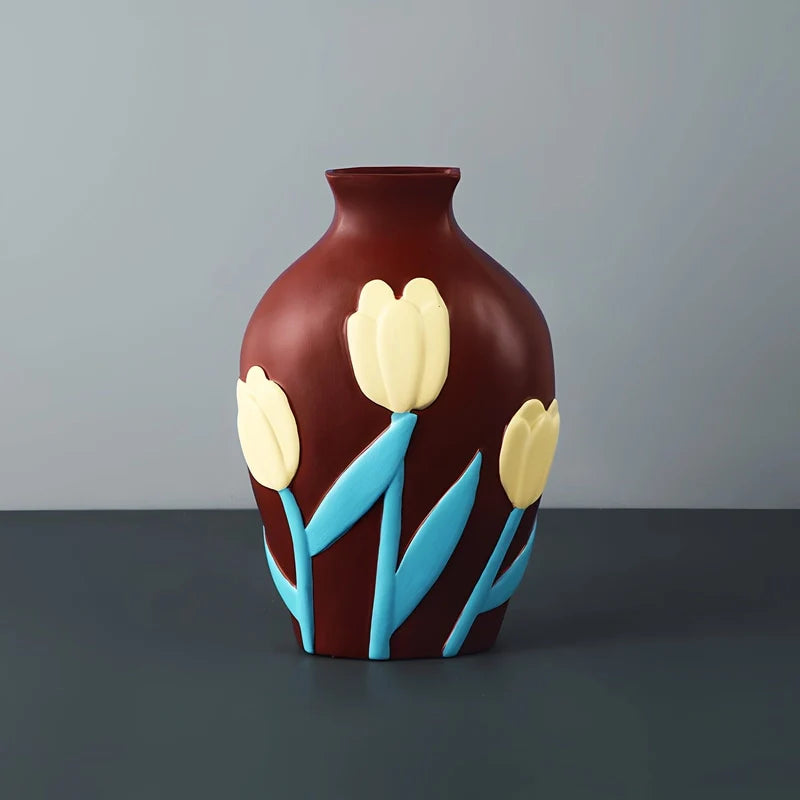 Vase Bohème Peint Motif Fleurs