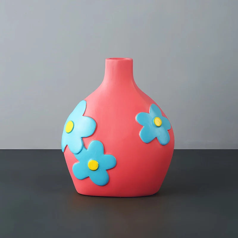 Vase Bohème Peint Motif Fleurs
