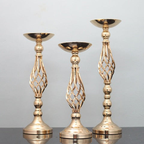 Vase Bougeoir Élégant Torsadé Doré