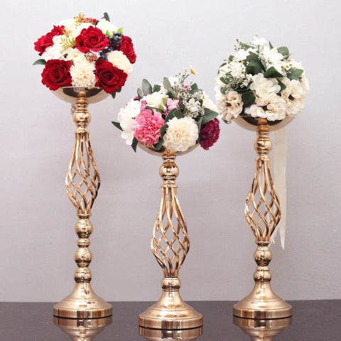 Vase Bougeoir Élégant Torsadé Doré