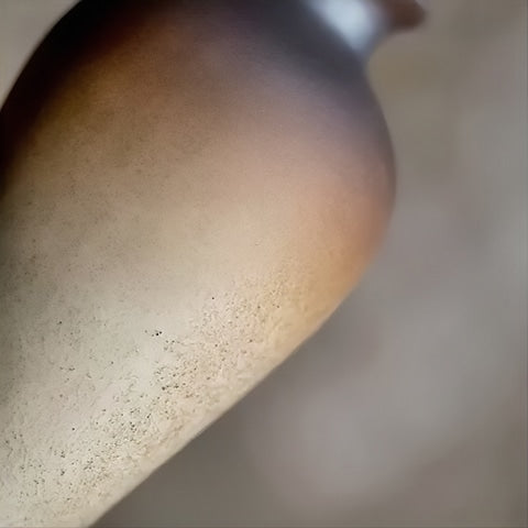 Vase Bouteille en Grès Émaillé Bicolore