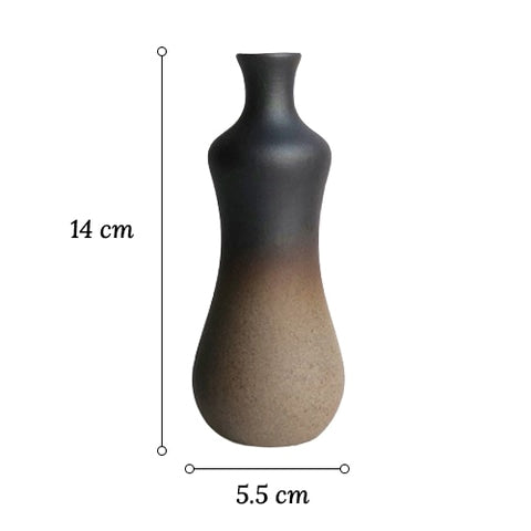 Vase Bouteille en Grès Émaillé Bicolore